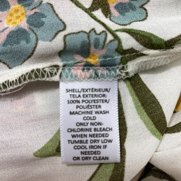 LOFT Poppy Bloom Floral Blouse Women XL Multicolor Tassel Tie Neck Cottagecore - Picture 7 of 10